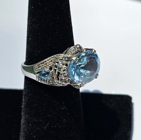 Sky & Swiss Blue Topaz Sterling Silver  with Certificate of Authenticity Sz 7! - Picture 10 of 16